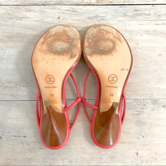 SOLD. CHANEL Ladybug 3.5” Heel Pink Leather Sandal - Picture 7 of 7